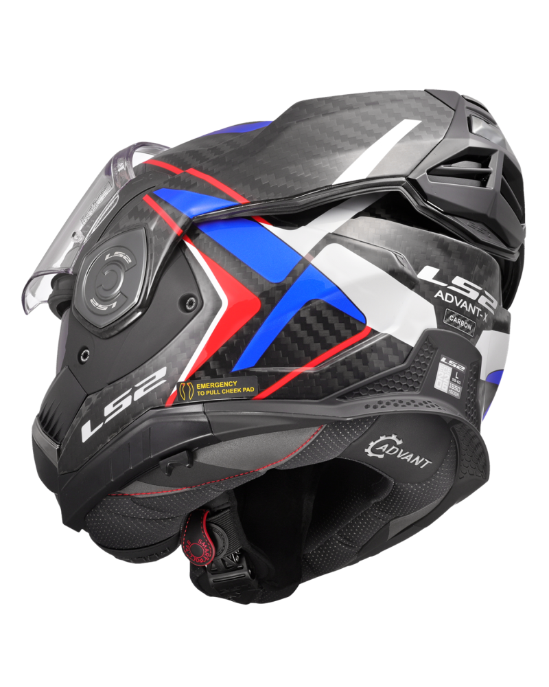 Load image into Gallery viewer, Calota em fibra de carbono – capacete LS2 FF901 Advant-X C Future II Branco Azul Vermelho
