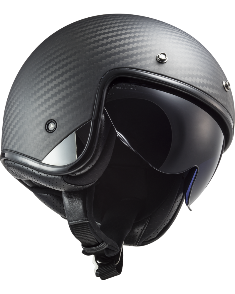 Load image into Gallery viewer, Capacete jet LS2 OF601 Bob II C Solid Carbono Mate – detalhe superior

