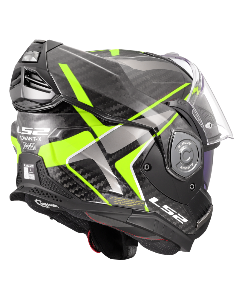 Load image into Gallery viewer, Capacete modular LS2 FF901 Advant-X C Future II Preto Amarelo Hi-Vision – vista traseira
