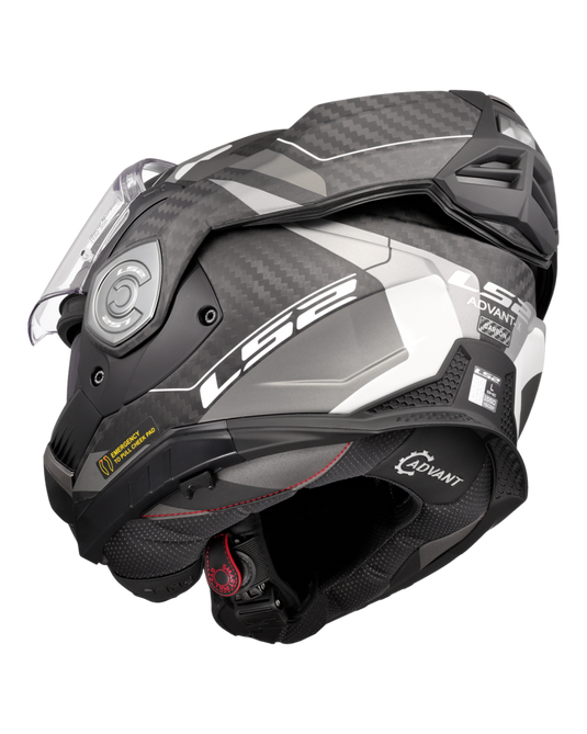 Capacete modular LS2 FF901 Advant-X C Horizon Cinza-Prateado – detalhe lateral