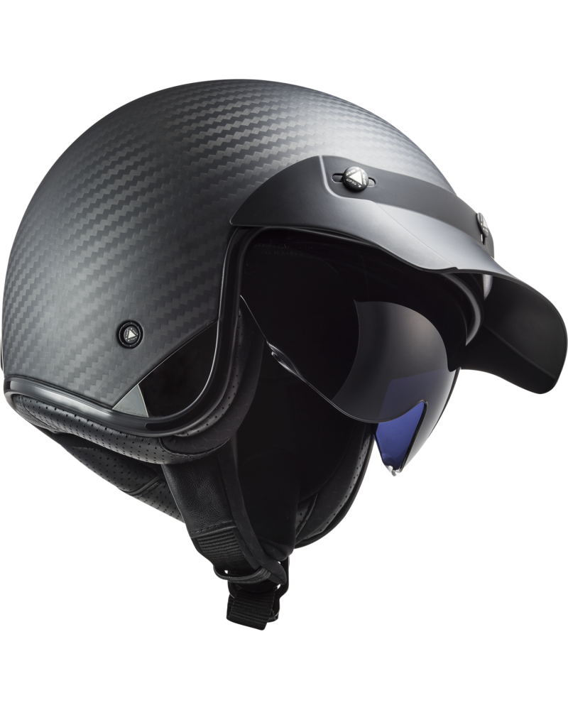Load image into Gallery viewer, Capacete jet LS2 OF601 Bob II C Solid Carbono Mate – detalhe frontal
