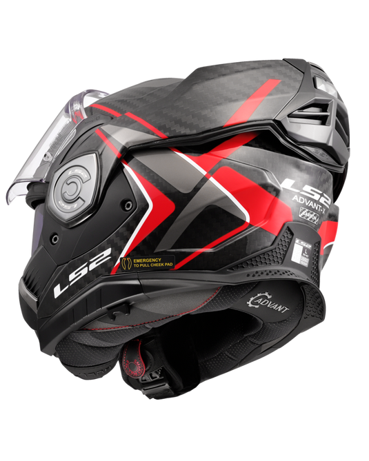 Capacete modular LS2 FF901 Advant-X C Future II Preto Vermelho – detalhe gráfico