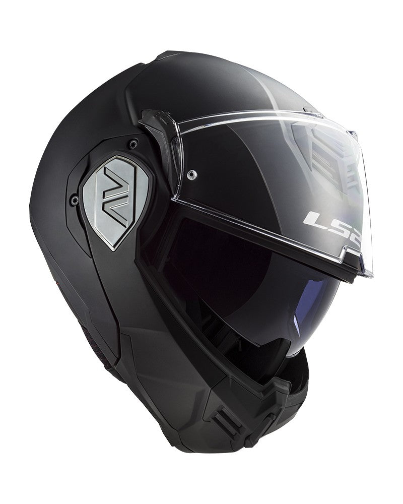 Load image into Gallery viewer, Capacete modular LS2 FF906 Advant Solid Preto Mate – vista lateral com queixeira rebatível
