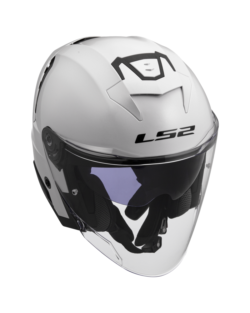 Load image into Gallery viewer, Capacete jet LS2 OF618 Verso II Solid Branco – vista lateral

