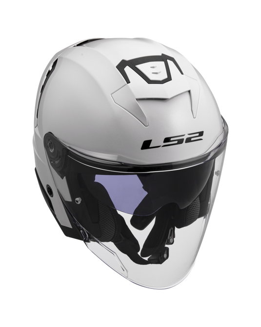 Capacete jet LS2 OF618 Verso II Solid Branco – vista lateral