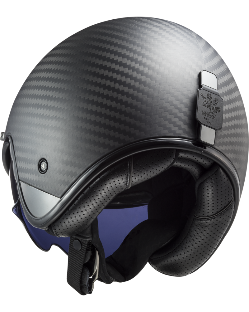 Load image into Gallery viewer, Capacete jet LS2 OF601 Bob II C Solid Carbono Mate – detalhe traseiro

