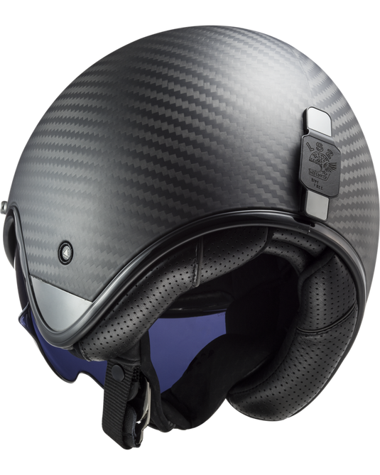 Capacete jet LS2 OF601 Bob II C Solid Carbono Mate – detalhe traseiro
