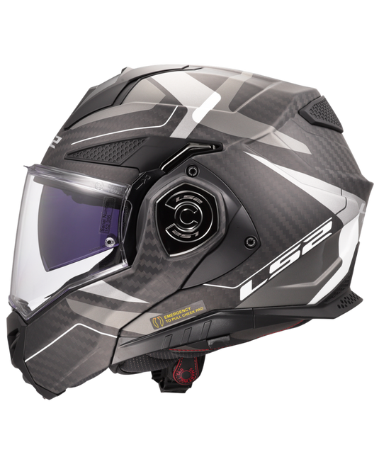 Capacete modular LS2 FF901 Advant-X C Horizon Cinza-Prateado – vista completa em uso