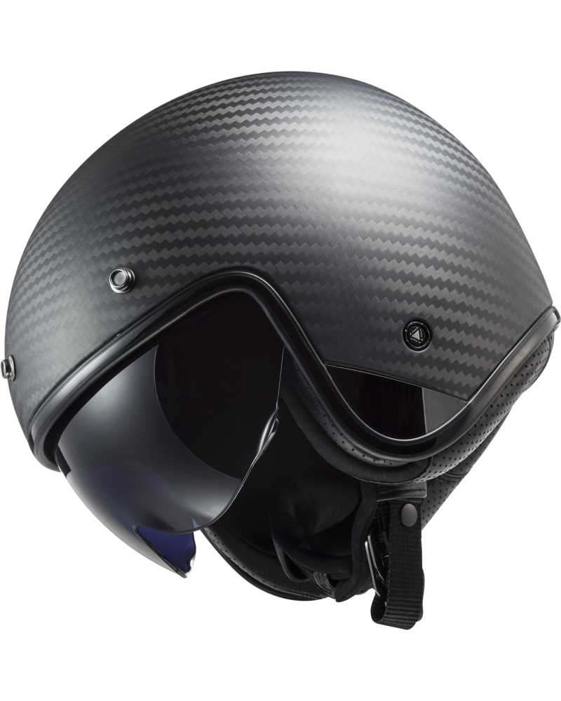Load image into Gallery viewer, Capacete jet LS2 OF601 Bob II C Solid Carbono Mate – perspetiva lateral
