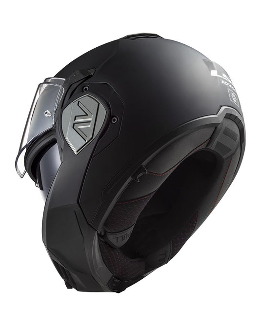 Capacete modular LS2 FF906 Advant Solid Preto – vista lateral com queixeira rebatível