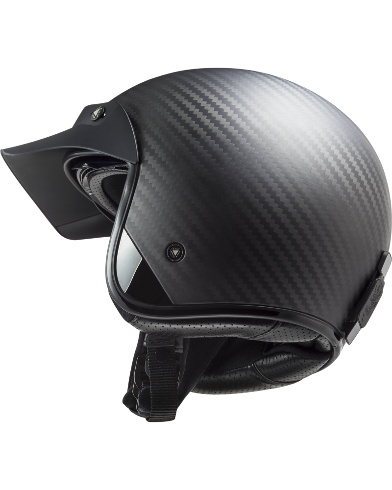 Load image into Gallery viewer, Capacete jet LS2 OF601 Bob II C Solid Carbono Mate – perspetiva frontal
