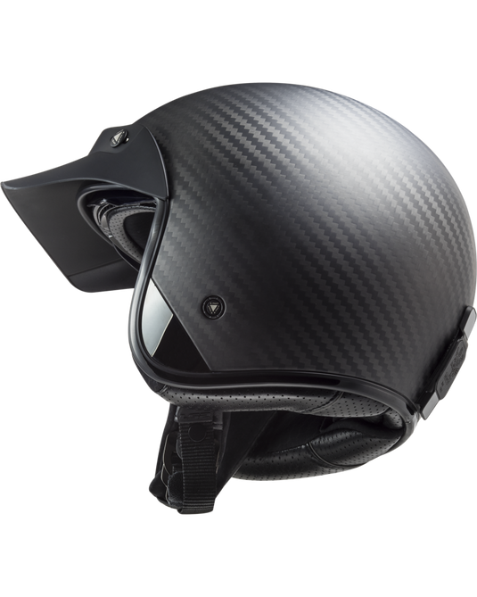 Capacete jet LS2 OF601 Bob II C Solid Carbono Mate – perspetiva frontal