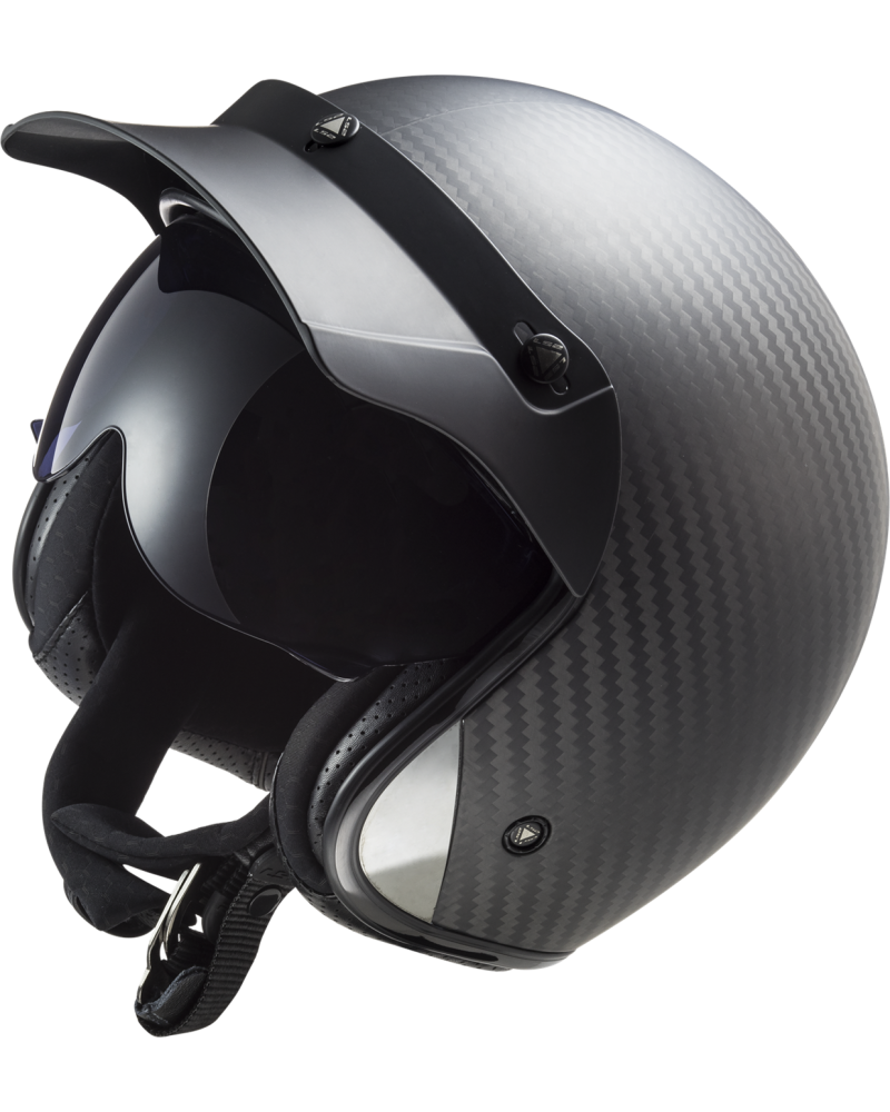 Load image into Gallery viewer, Capacete jet LS2 OF601 Bob II C Solid Carbono Mate – vista completa em uso

