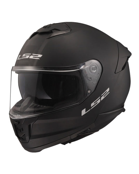 Capacete integral LS2 FF808 Stream II Solid Preto Mate – vista frontal