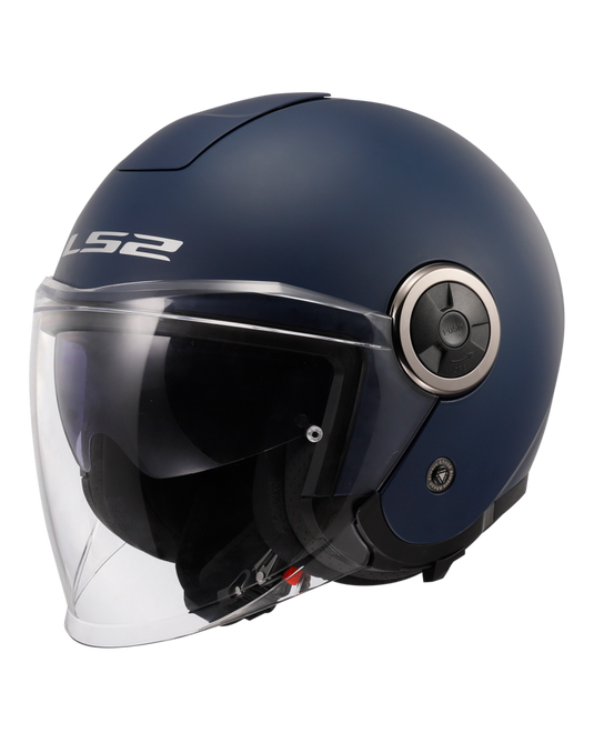 Capacete open-face LS2 OF620 Classy Solid Azul Marinho – vista frontal