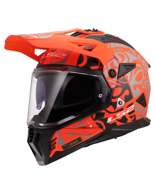 Calota em termoplástico – capacete motocross LS2 MX702 Pioneer II Rangi Laranja Mate