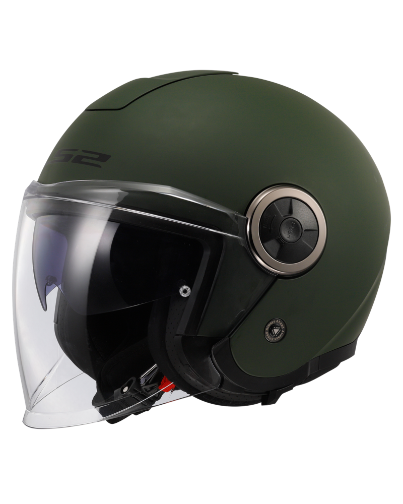 Carregue imagem no visualizador da galeriaCapacete open-face LS2 OF620 Classy Solid Verde Militar – vista frontal
