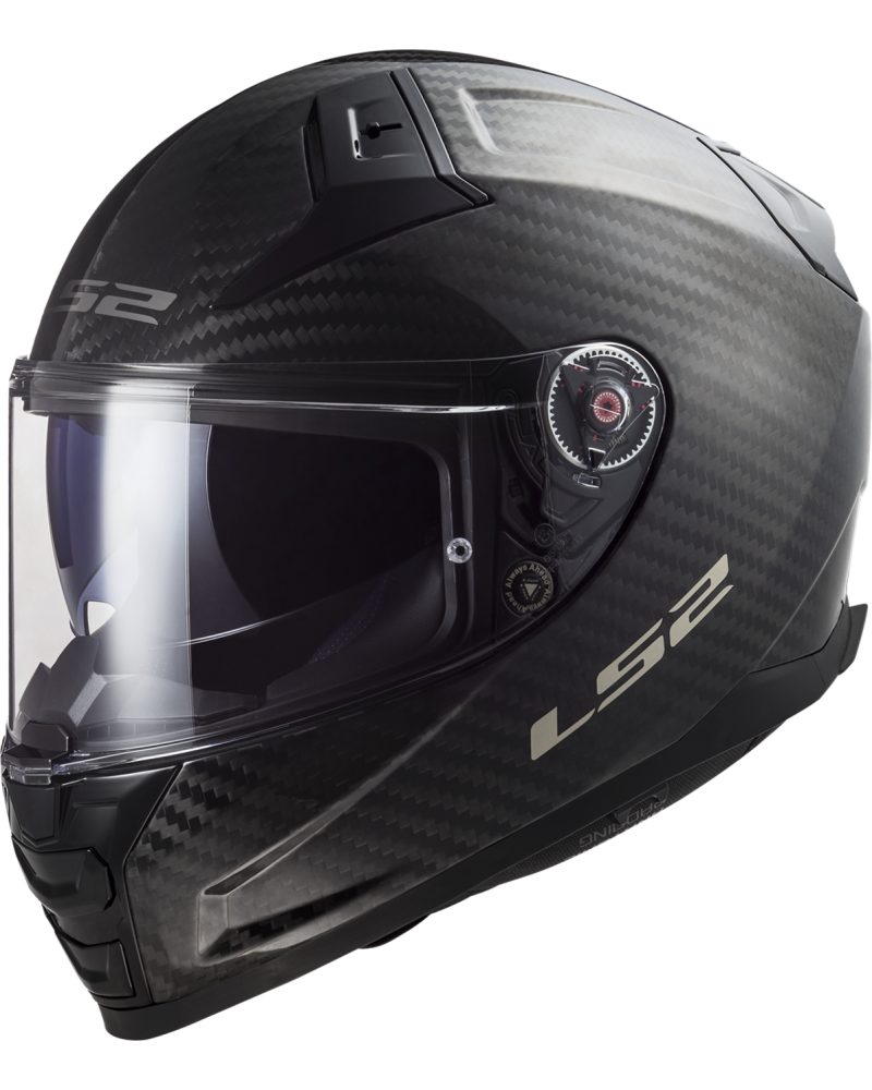 Carregue imagem no visualizador da galeriaCapacete integral LS2 FF811 Vector II C Solid em fibra de carbono brilhante – vista frontal
