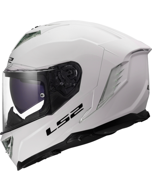 Capacete integral LS2 FF818 Storm III Solid Branco – vista frontal – ECE 22.06