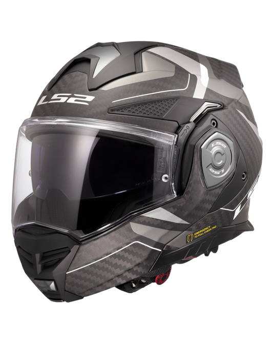 Capacete modular LS2 FF901 Advant-X C Horizon Cinza-Prateado Mate – vista frontal
