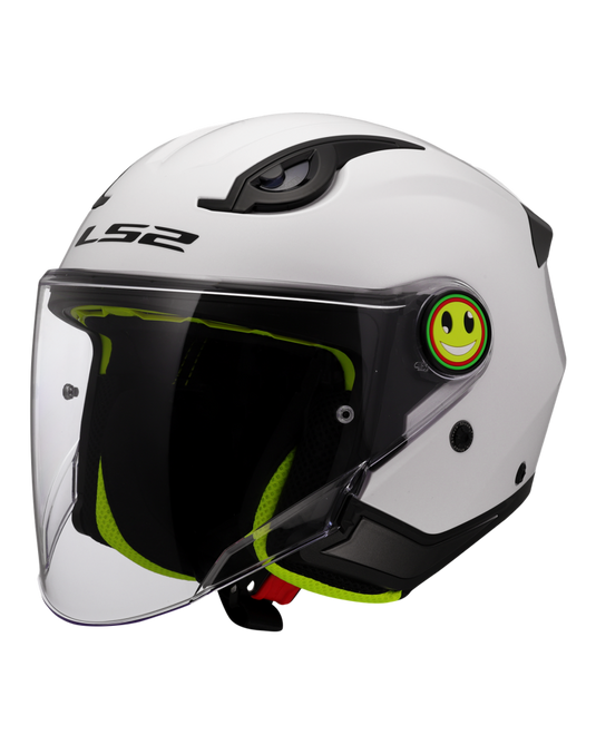 Capacete jet infantil LS2 OF622 Funny II Solid Branco – vista frontal – ECE 22.06