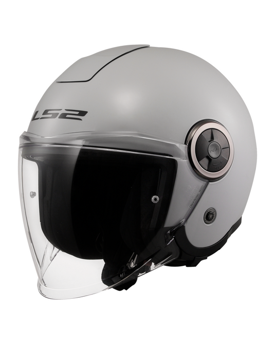 Capacete jet LS2 OF620 Classy Solid Cinza Pérola – vista frontal – ECE 22.06