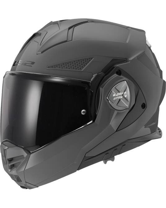 Capacete Modular LS2 FF901 Advant-X Solid Cinza Nardo — Vista Frontal