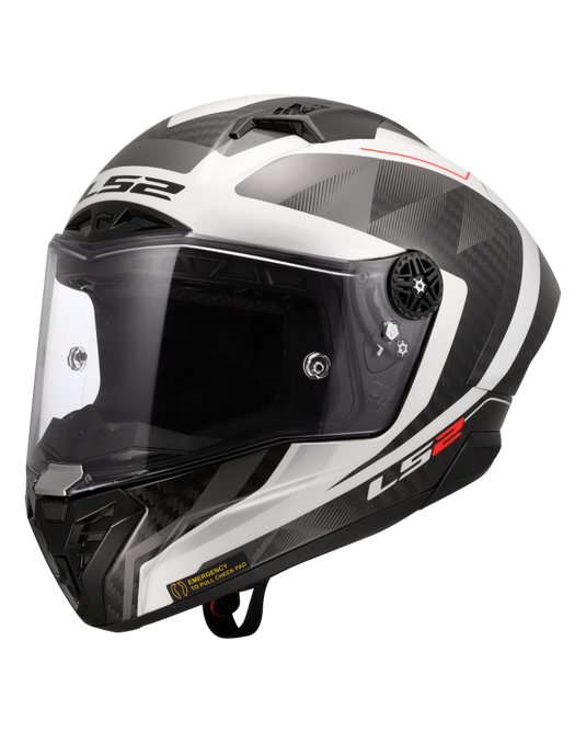 Capacete integral LS2 FF805 Thunder C GP Raute Cinza Branco – vista frontal – ECE 22.06