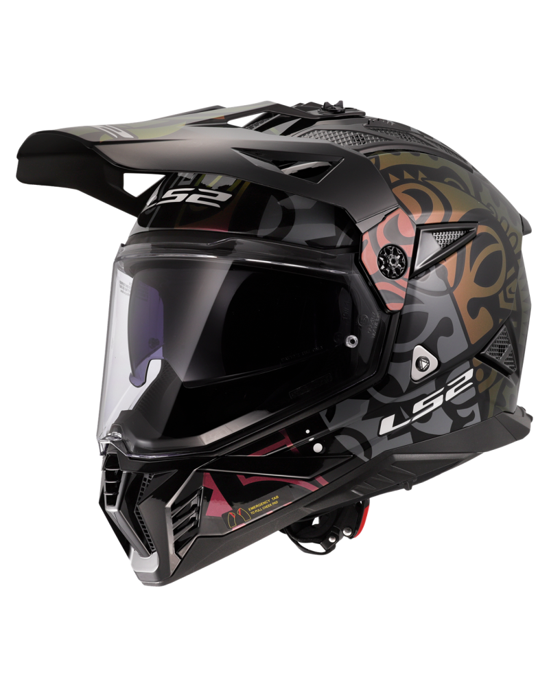 Load image into Gallery viewer, Capacete motocross LS2 MX702 Pioneer II Rangi Preto Camaleão – vista frontal – ECE 22.06
