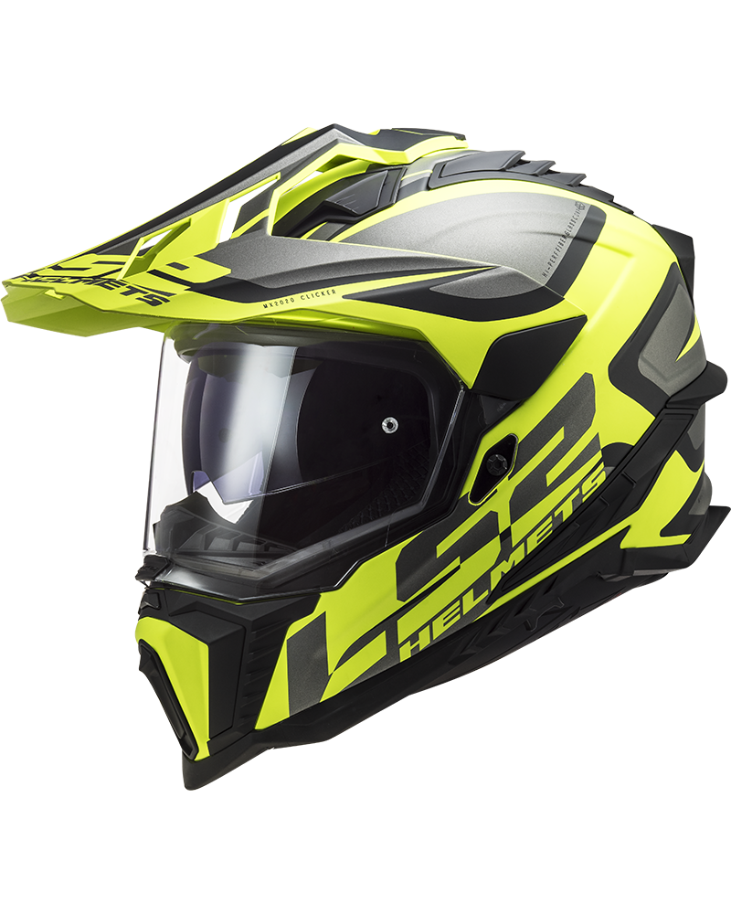Load image into Gallery viewer, Capacete enduro LS2 MX701 Explorer Alter Preto Mate Amarelo Hi-Vision – vista frontal – ECE 22.06
