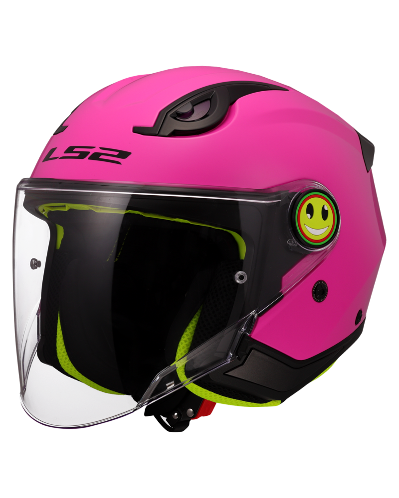Load image into Gallery viewer, Capacete jet infantil LS2 OF622 Funny II Solid Rosa – vista frontal – ECE 22.06
