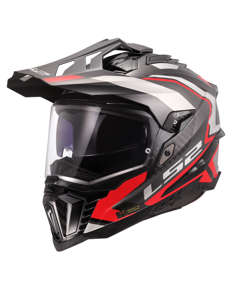 Load image into Gallery viewer, Capacete enduro LS2 MX701 Explorer C Frontier II Vermelho Preto – vista frontal – ECE 22.06
