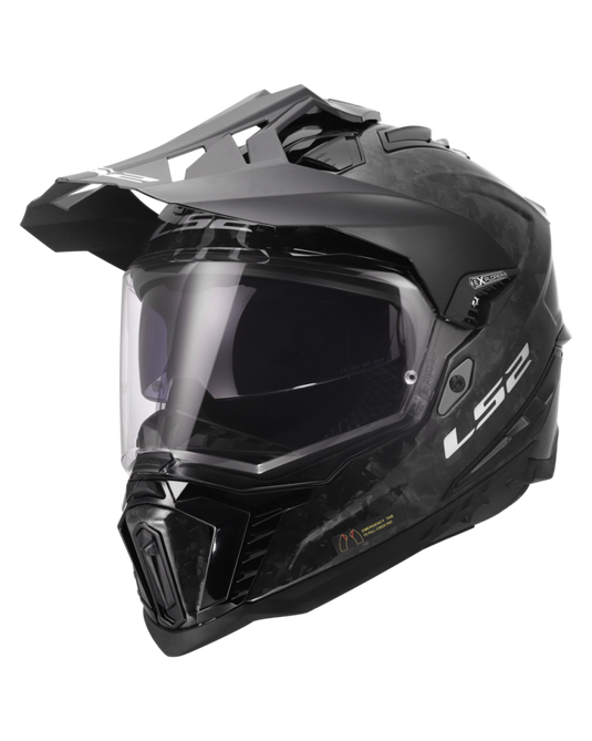 Capacete enduro LS2 MX701 Explorer C Forged Carbono – vista frontal – ECE 22.06