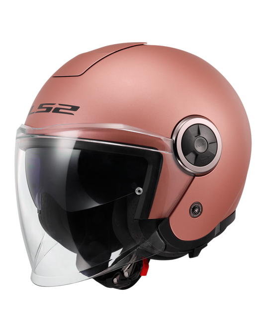 Capacete jet LS2 OF620 Classy Solid Rose Gold – vista frontal – ECE 22.06