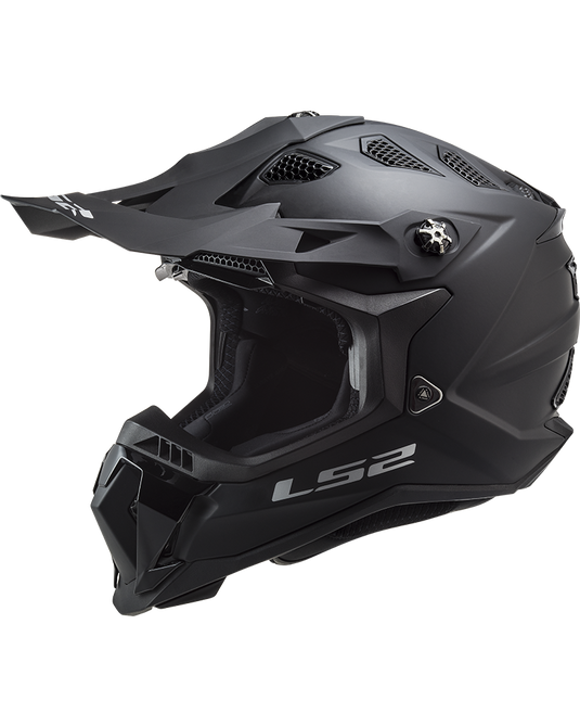 Capacete motocross LS2 MX700 Subverter Evo II Solid Preto Mate – vista frontal – ECE 22.06