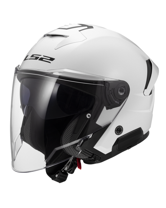 Capacete jet LS2 OF618 Verso II Solid Branco – vista frontal – ECE 22.06