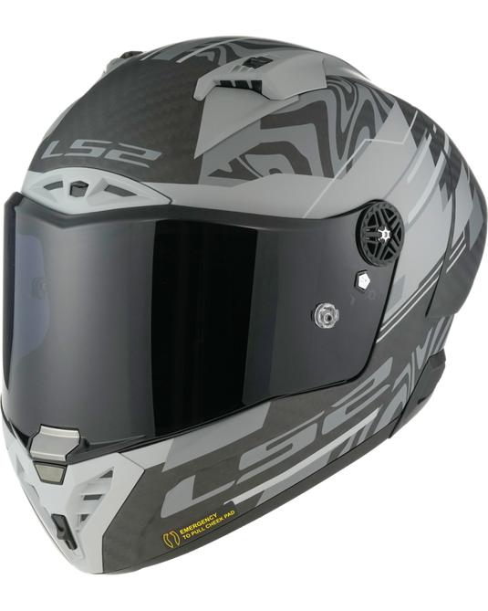 Capacete integral LS2 FF805 Thunder C GP Polar Preto Mate – vista frontal – ECE 22.06