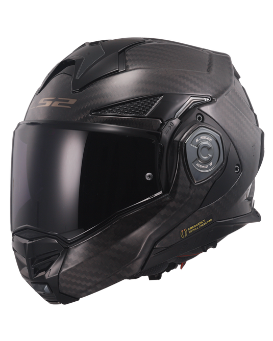 Capacete integral LS2 FF901 Advant-X C Solid Carbono – vista frontal – ECE 22.06