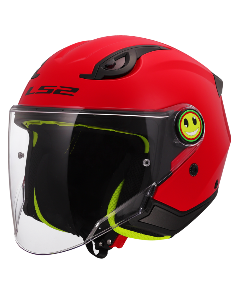 Load image into Gallery viewer, Capacete jet infantil LS2 OF622 Funny II Solid Vermelho – vista frontal – ECE 22.06
