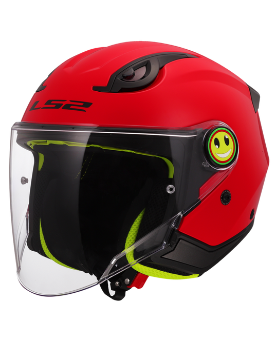 Capacete jet infantil LS2 OF622 Funny II Solid Vermelho – vista frontal – ECE 22.06