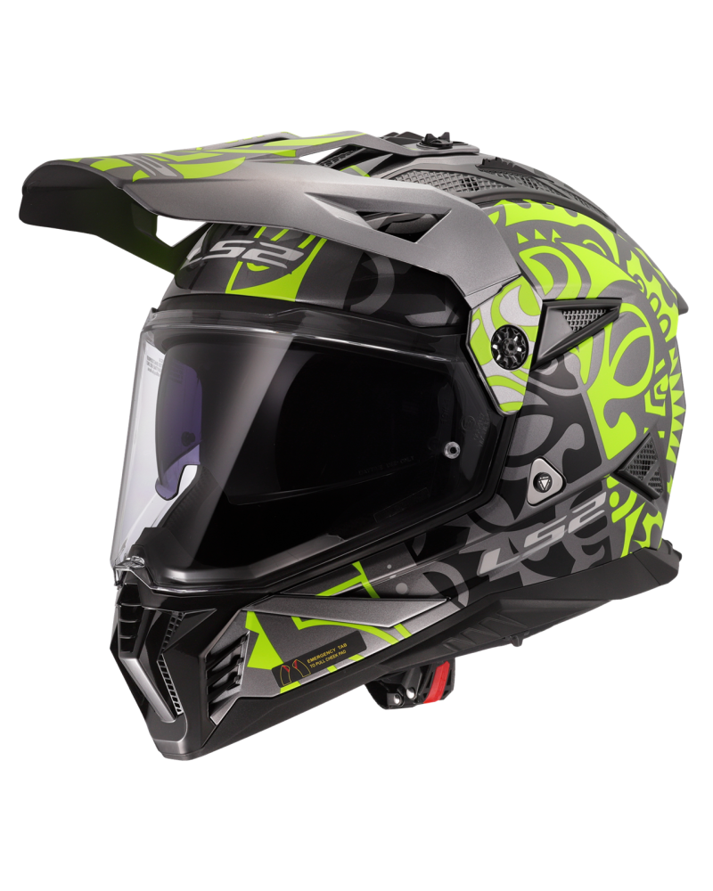 Load image into Gallery viewer, Capacete motocross LS2 MX702 Pioneer II Rangi Amarelo Hi-Vision Cinza – vista frontal – ECE 22.06
