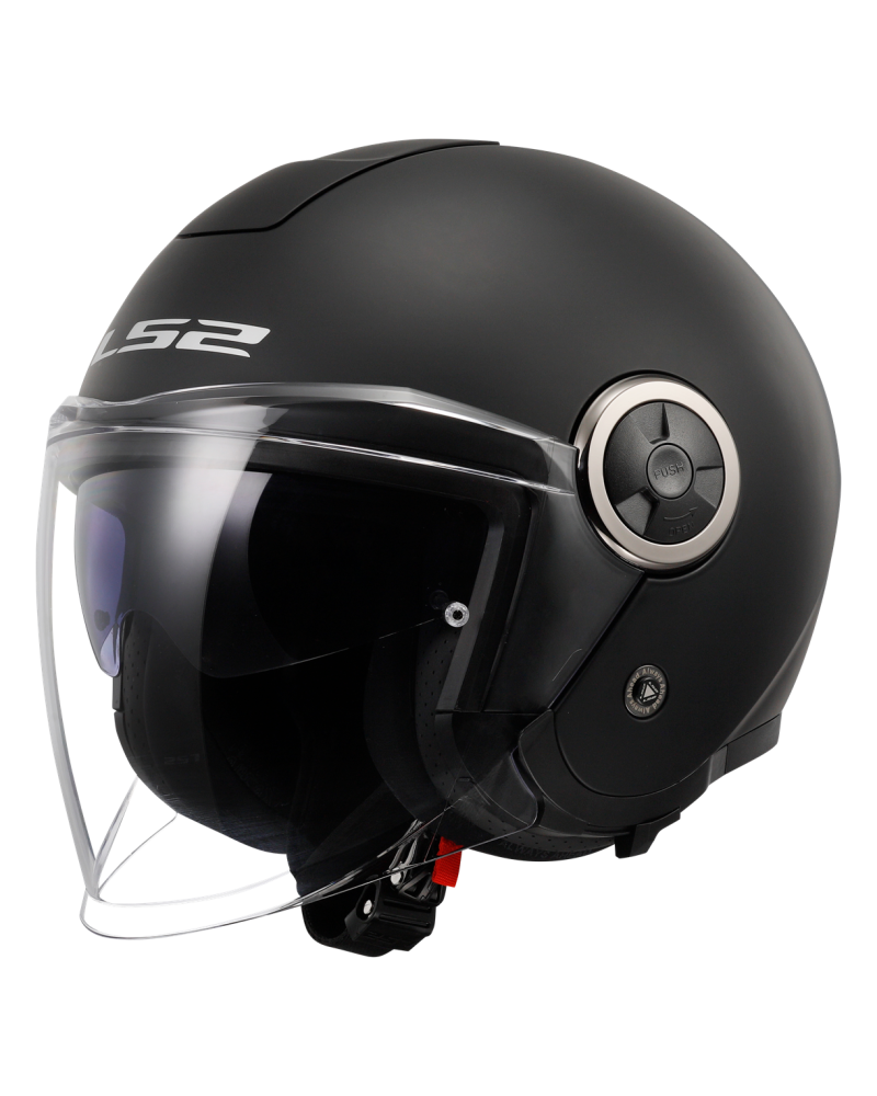Carregue imagem no visualizador da galeriaCapacete open-face LS2 OF620 Classy Solid Preto Mate – vista frontal
