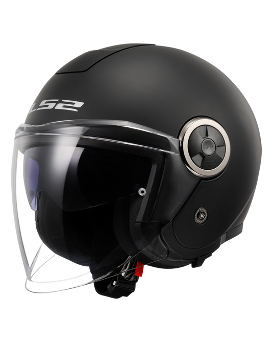Capacete open-face LS2 OF620 Classy Solid Preto Mate – vista frontal