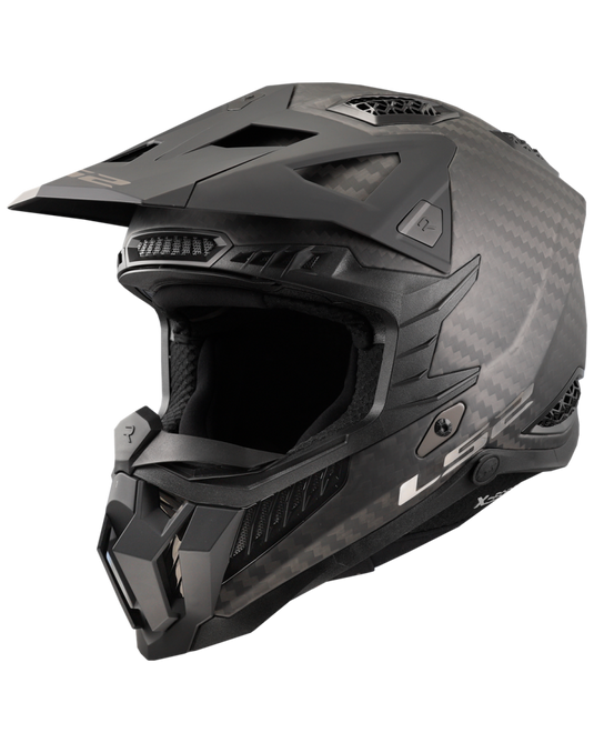 Capacete motocross LS2 MX703 X-Force C Solid Carbono Mate – vista frontal – ECE 22.06
