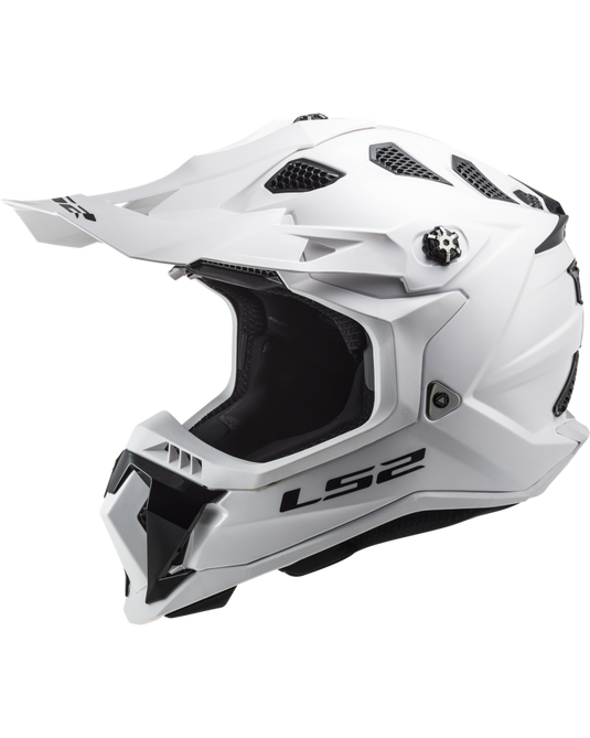 Capacete motocross LS2 MX700 Subverter Evo II Solid Branco – vista frontal – ECE 22.06