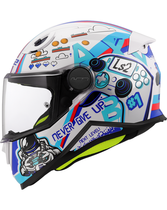 Capacete integral infantil LS2 FF812 Kid Next Level Branco Brilho – vista frontal – ECE 22.06