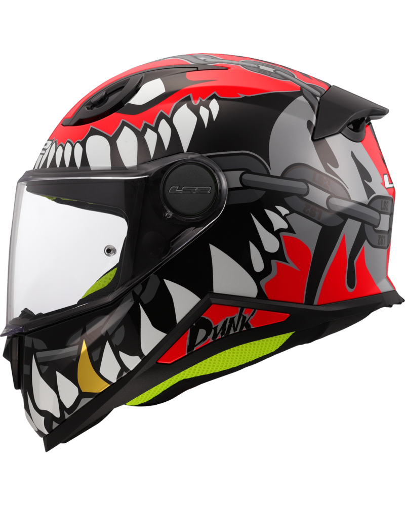 Load image into Gallery viewer, Capacete integral infantil LS2 FF812 Kid Punk Cinza Vermelho – vista frontal – ECE 22.06
