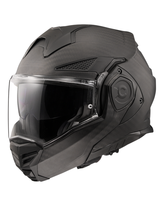 Capacete integral LS2 FF901 Advant-X C Solid Carbono Mate – vista frontal – ECE 22.06