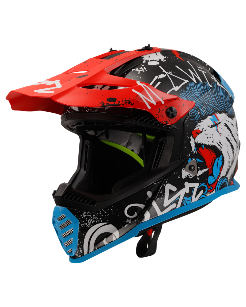 Load image into Gallery viewer, Capacete motocross infantil LS2 MX437 Fast Evo II Mini Starmaw Preto Brilho – frontal – ECE 22.06
