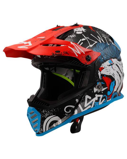 Capacete motocross infantil LS2 MX437 Fast Evo II Mini Starmaw Preto Brilho – frontal – ECE 22.06